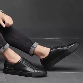 Модные роскошные брендовые мужские повседневные кроссовки, новые туфли из натуральной кожи, высококачественные удобные спортивные туфли для ходьбы для мужчин, мокасины 38 чёрный