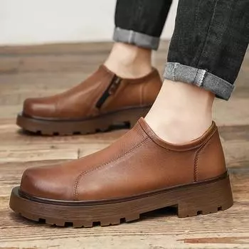 Модные роскошные брендовые мужские туфли из натуральной кожи на платформе, повседневная обувь итальянского дизайна, модные деловые формальные рабочие ботинки, туфли-оксфорды 38 чёрный