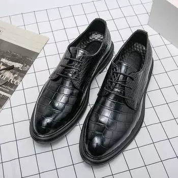 Модные роскошные брендовые мужские туфли из натуральной кожи на шнуровке, деловые туфли для мужчин, свадебные туфли для мужчин, повседневная обувь для мужчин 38 чёрный