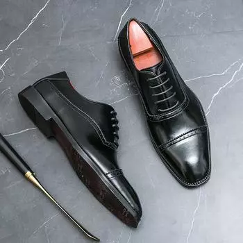 Модные роскошные классические мужские туфли из натуральной кожи Офисная деловая обувь Мужская повседневная обувь Банкетные туфли Мужская официальная обувь 38 чёрный
