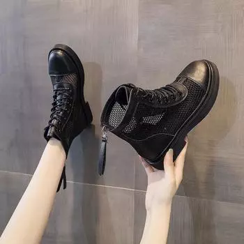 Модные роскошные короткие сапоги 2024 Лето Сетчатые дышащие и удобные женские туфли Дизайн Sense Короткие сапоги Plataforma Mujer 35