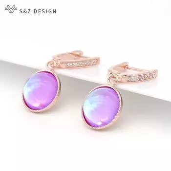 Модные роскошные красочные круглые серьги-капли с кристаллами для женщин, цвет розового золота, свадебные украшения, подарок для вечеринки