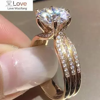 Модные роскошные круглые кольца CZ Noble Party для женщин с 6 когтями золотого цвета для женщин, свадебных подарков, помолвок, годовщины, ювелирных изделий 6