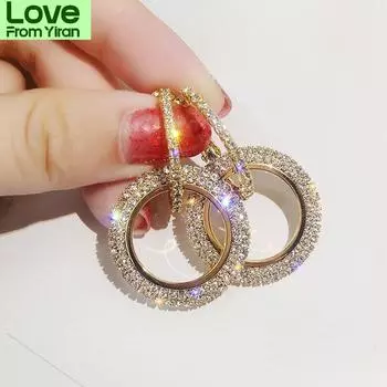 Модные роскошные круглые серьги женские хрустальные геометрические серьги-кольца ювелирный подарок блестящие стразы вечерние серьги для вечеринки