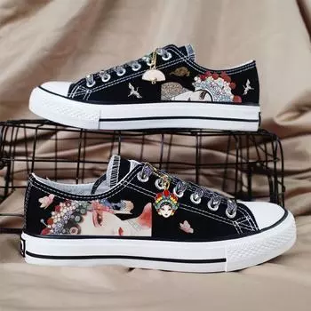 Модные роскошные летние повседневные парусиновые туфли с низким верхом в китайском стиле для пар 2024 года, новые студенческие универсальные спортивные туфли Mandarin Duck 35 белый