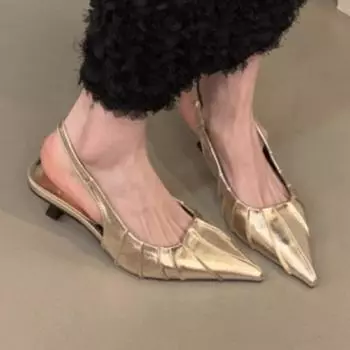 Модные роскошные летние женские сандалии 2024 года, модные элегантные туфли с заостренным носком, женские босоножки на высоком каблуке для отдыха на открытом воздухе 35 чёрный