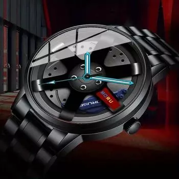 Модные роскошные мужские часы с дизайном колес автомобиля, мужские деловые часы из нержавеющей стали для мужчин, повседневные кварцевые наручные часы, идеальный выбор для подарков мужчинам