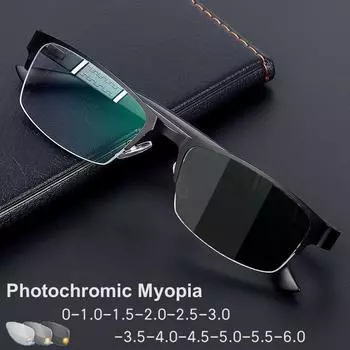 Модные роскошные мужские деловые фотохромные очки для близорукости унисекс винтажные очки против синего света классические ретро-солнцезащитные очки с изменением цвета Anti-blue Light 0 синий