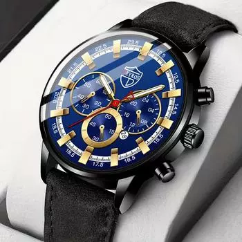 Модные роскошные мужские деловые кварцевые часы аналоговые наручные часы из искусственной кожи с