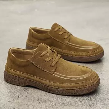 Модные роскошные мужские туфли из натуральной кожи, замшевые туфли, брендовые высококачественные повседневные туфли для мужчин, дышащие кроссовки на шнуровке, модные кроссовки 38 коричневый