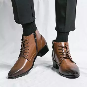 Модные роскошные мужские туфли из натуральной кожи в минималистичном стиле для офиса и вечеринок на открытом воздухе, увеличивающие рост 37 коричневый