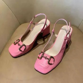 Модные роскошные новые стильные матовые толстые каблуки мягкие туфли-лодочки для женщин обувь ретро мода пряжка высокие каблуки женские туфли-лодочки 36