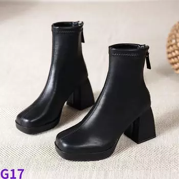 Модные роскошные осенние туфли на высоком каблуке с застежкой-молнией, женские туфли на каблуке, популярные дизайнерские ботильоны с квадратным носком, женские модные ботинки челси 40 35 бежевый