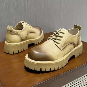Модные роскошные повседневные кожаные туфли в итальянском стиле для мужчин, нескользящие оксфордские туфли на шнуровке, модные толстые туфли для офиса и бизнеса, для вождения на плоской подошве 38