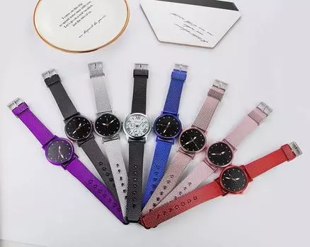 Модные роскошные женские часы с кварцевой силиконовой лентой и инкрустацией бриллиантами синий