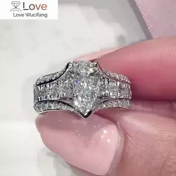 Модные роскошные женские обручальные кольца, великолепные современные кольца для помолвки, сверкающие кристаллы CZ, аксессуары для помолвки, подарок 6