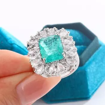 Модные роскошные женские синие кольца с кубическим цирконием, темпераментные элегантные свадебные кольца, подарок на годовщину, популярные ювелирные изделия 10 синий