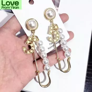 Модные роскошные золотые серьги с 5 штифтами для женщин, длинные серьги с кисточками и жемчугом, брендовые ювелирные изделия Oorbellen