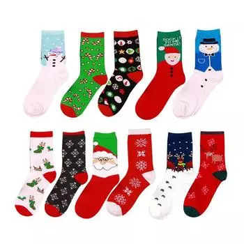 Модные рождественские носки унисекс, женские и мужские зимние теплые носки, милые носки со снежинкой и оленем, рождественский подарок One size