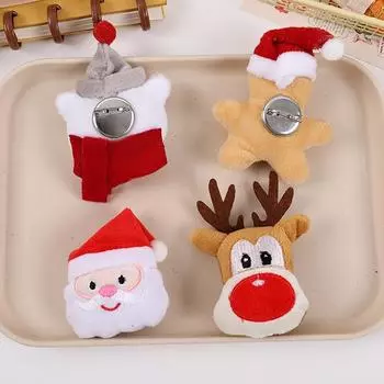 Модные рождественские плюшевые игрушки Kawaii Брошь Мультяшная милая кукла Брошь Изысканный рюкзак Украшения Аксессуары Подарки A9