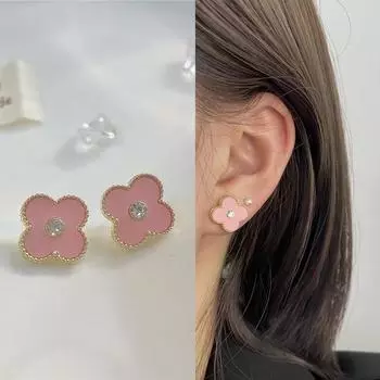 Модные розовые, белые, черные, красные, зеленые серьги в виде клевера, изысканные модные темпераментные женские серьги розовый