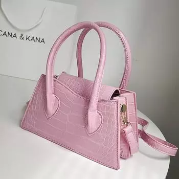 Модные розовые маленькие квадратные женские сумки-клатчи, новые простые женские сумки-мессенджеры, однотонные женские сумки через плечо 20 x 11 x 8 cm чёрный