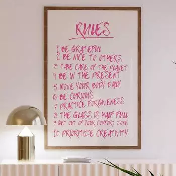 Модные розовые правила барная тележка элегантные девчачьи цитаты подарок настенное искусство холст картины постеры для гостиной домашний декор 21x30cm No Framed