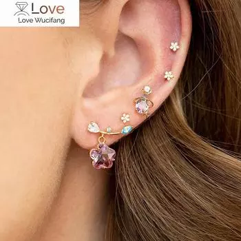 Модные розовые прозрачные циркониевые кристаллы ветки звездочки нежные серьги для женщин новые высококачественные ювелирные изделия оптом