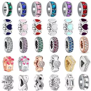 Модные розовые, синие, зеленые, хрустальные, сияющие, круглые бусины-шармы, подходящие для оригинального браслета, для женщин, для самостоятельного изготовления ювелирных изделий, подарков