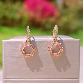 Модные розовые висячие серьги-гирлянды для женщин, модные серьги с цирконом, ювелирные изделия, аксессуары для свадебной вечеринки розовый