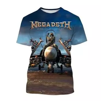 Модные рубашки Megadeth с принтом 3DT, летние мужские и женские футболки в стиле поп в стиле хип-хоп, свободный пуловер с короткими рукавами для мальчиков, винтажная футболка S белый