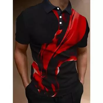 Модные рубашки поло с градиентной линией для мужчин, летние повседневные рубашки с коротким рукавом и лацканами, полосатая мужская одежда S