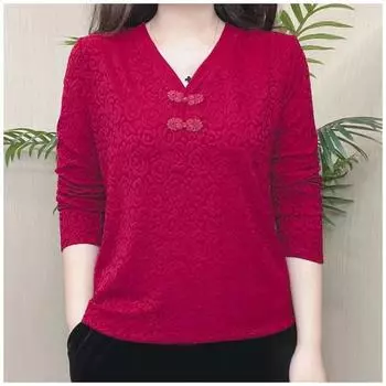 Модные рубашки с V-образным вырезом и пуговицами, однотонные, универсальные, женская одежда, осень-зима, свободные, повседневные, свитера, блузки для поездок на работу XXXXXXL красный