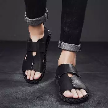 Модные, ручной работы, роскошные, дизайнерские, абсолютно новые, летние, мужские сандалии, пляжная обувь для отдыха, для мужчин, высококачественные, из натуральной кожи, модные тапочки 38