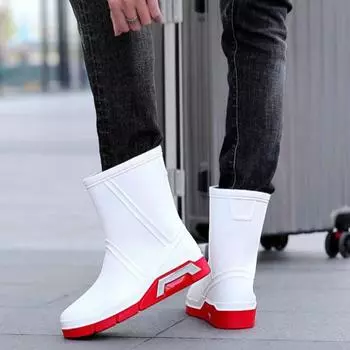 Модные рыболовные мужские ботинки ПВХ износостойкие резиновые сапоги для мужчин дешевые дождливые резиновые сапоги водонепроницаемые и нескользящие удобные для взрослых водные 36