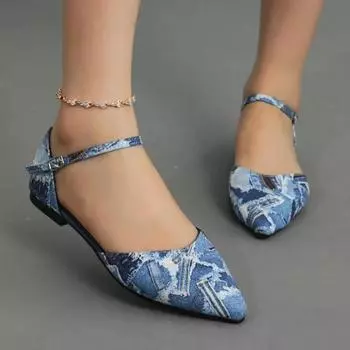 Модные сандалии 2024 года, новые заостренные одинарные туфли, дышащие, модные повседневные женские одинарные туфли, универсальные 36 синий
