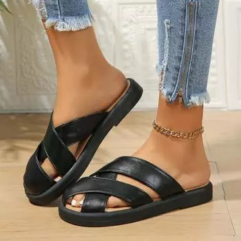 Модные сандалии Baotou, тапочки, полутапочки, плоские сандалии, тапочки для детей 35 чёрный