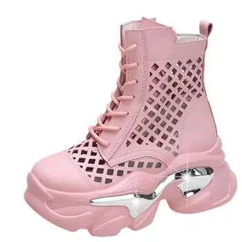 модные сандалии ботинки женские 2024 весна лето новые открытые дышащие высокие повседневные туфли на толстой подошве с увеличенной высотой 34