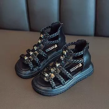 Модные сандалии для маленьких девочек. Летняя мода. Туфли принцессы на мягкой подошве. 36 белый