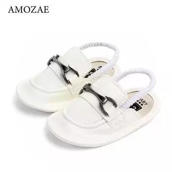 Модные сандалии из искусственной кожи для маленьких мальчиков и девочек, детская обувь, летние тапочки для младенцев в стиле ретро, обувь с мягкой подошвой, нескользящая обувь для новорожденных 11cm чёрный