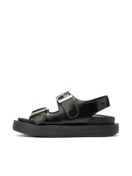 Модные сандалии из искусственной кожи на толстой платформе с регулируемыми ремешками для женщин, удобная летняя обувь 35 чёрный