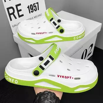 Модные сандалии мужские EVA повседневные удобные дырочные садовые туфли мужские пляжные сандалии для дома унисекс тапочки 45 белый