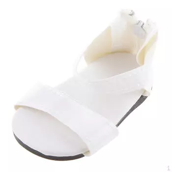 Модные сандалии на плоской подошве с молнией сзади для 18-дюймовой куклы, комплект аксессуаров для кукол, 2 шт., белый цвет