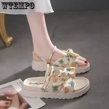 Модные сандалии на толстой подошве, женские летние сандалии на плоской подошве, студенческая пляжная обувь с мягкой подошвой 35 красный