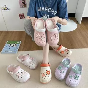 Модные сандалии, непромокаемые тапочки, женская обувь, летние уличные шлепанцы, садовая обувь на мягкой подошве, домашние сабо для кормления, сандалии 39-40 белый