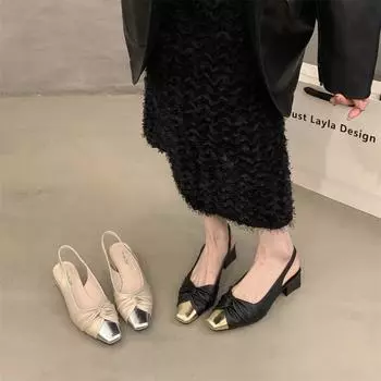 Модные сандалии с сумкой на голове, женская обувь, французский маленький ароматный стиль с юбкой, темперамент, одиночные туфли 35 абрикосовый