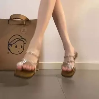 Модные сандалии в этническом стиле со стразами, тапочки в стиле феи, новые летние французские односложные классные тапочки 2025 года 35 чёрный