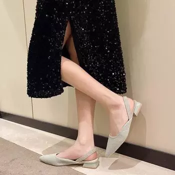 Модные сандалии женские летние туфли на низком каблуке с ремешком на щиколотке женские повседневные туфли для работы брендовые сексуальные базовые сандалии больших размеров 2024 новый стиль 35 чёрный