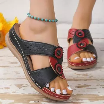 модные сандалии женские модные женские туфли на низком каблуке летние сандалии уличные тапочки женская обувь босоножки на танкетке мягкие сандалии женские 36