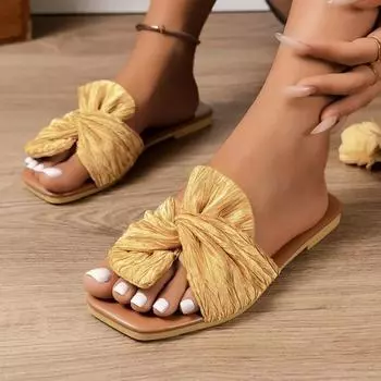 Модные сандалииЛетние женские тапочкиМодные брендовые повседневные шлепанцыЖенские туфли на плоской подошвеЖенские пляжные сандалии с открытым носком 35 серебряный